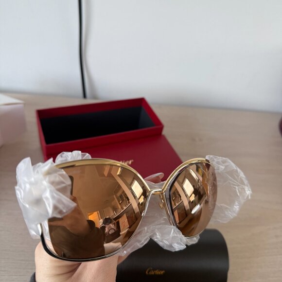 NWT Cartier Trinity Sunglasses Metal Frame Brown - Picture 6 of 15